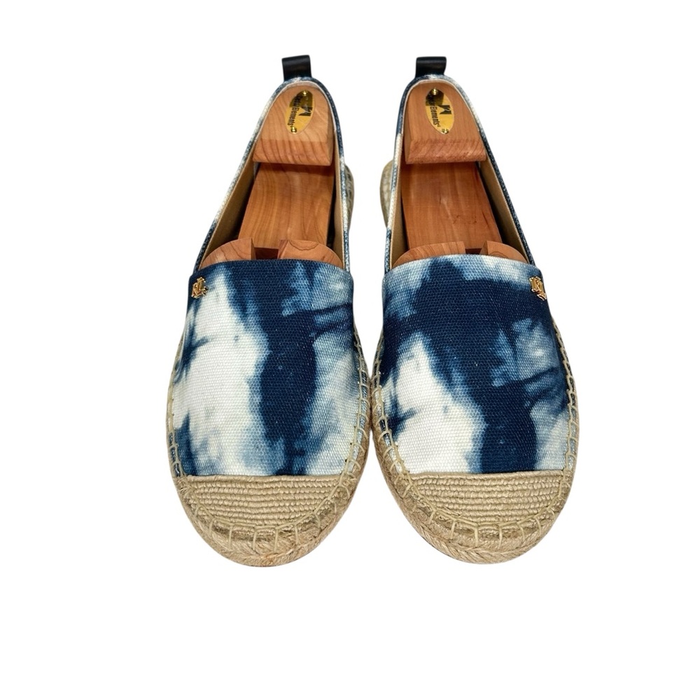 Lauren Ralph Lauren Blue/White Tie Dye Cameryn Espadrille Flats Sz 9